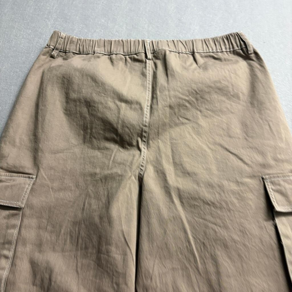 Orange Kiss Essentials Cargo Pants Womens XL Brown Cotton Stretch Wide Leg