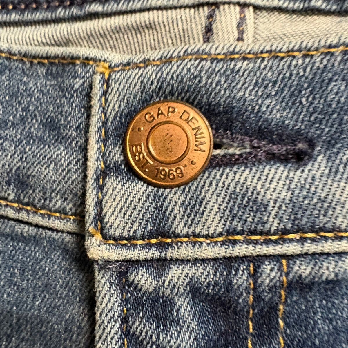 Gap 70s Flare High Rise Jeans Womens 33 16R Blue Denim Stretch Patch Pocket