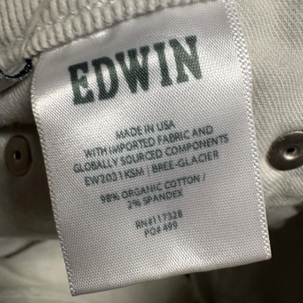 Edwin Bree Corduroy Pants Womens 28 Glacier Gray White Organic Cotton Stretch