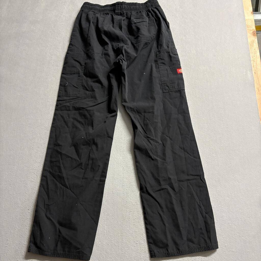Dickies Scrub Pants Womens Small Black Cargo Drawstring Elastic Waist Medical