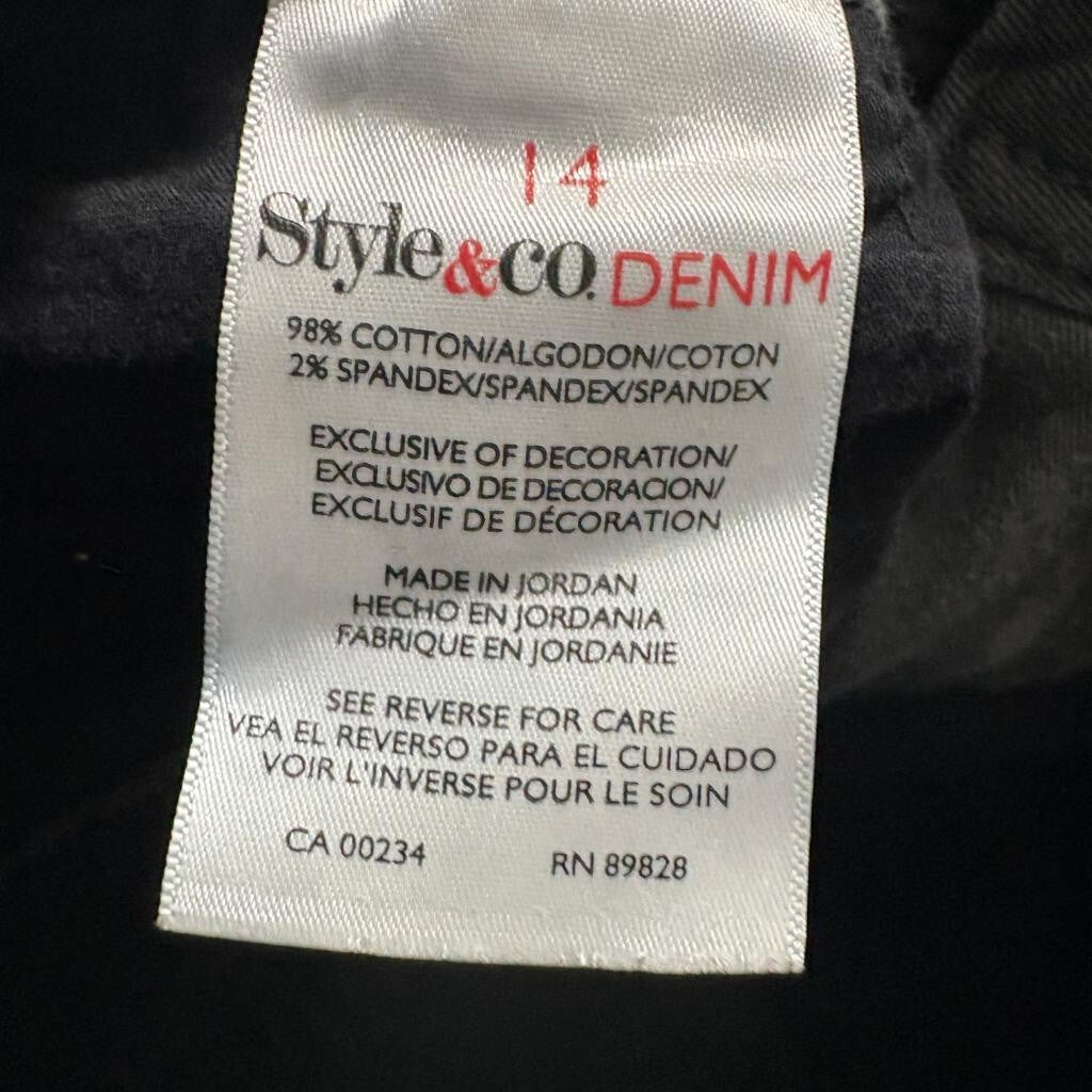 Style & Co Denim Womens 14 Green Bootcut Jeans Studded Flap Pocket Stretch