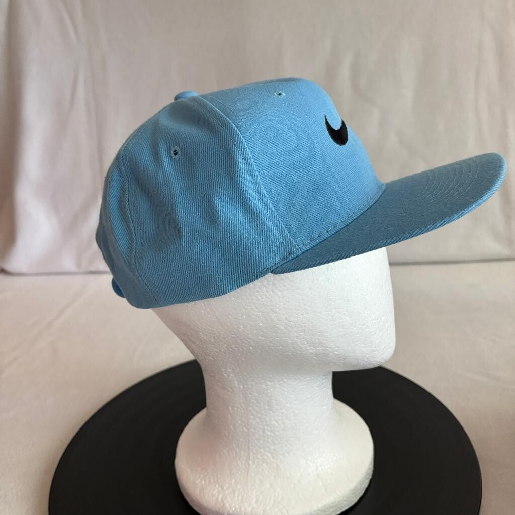 Vintage Nike Swoosh Snapback Hat Light Blue Wool Blend Sam's Cap Made in Korea