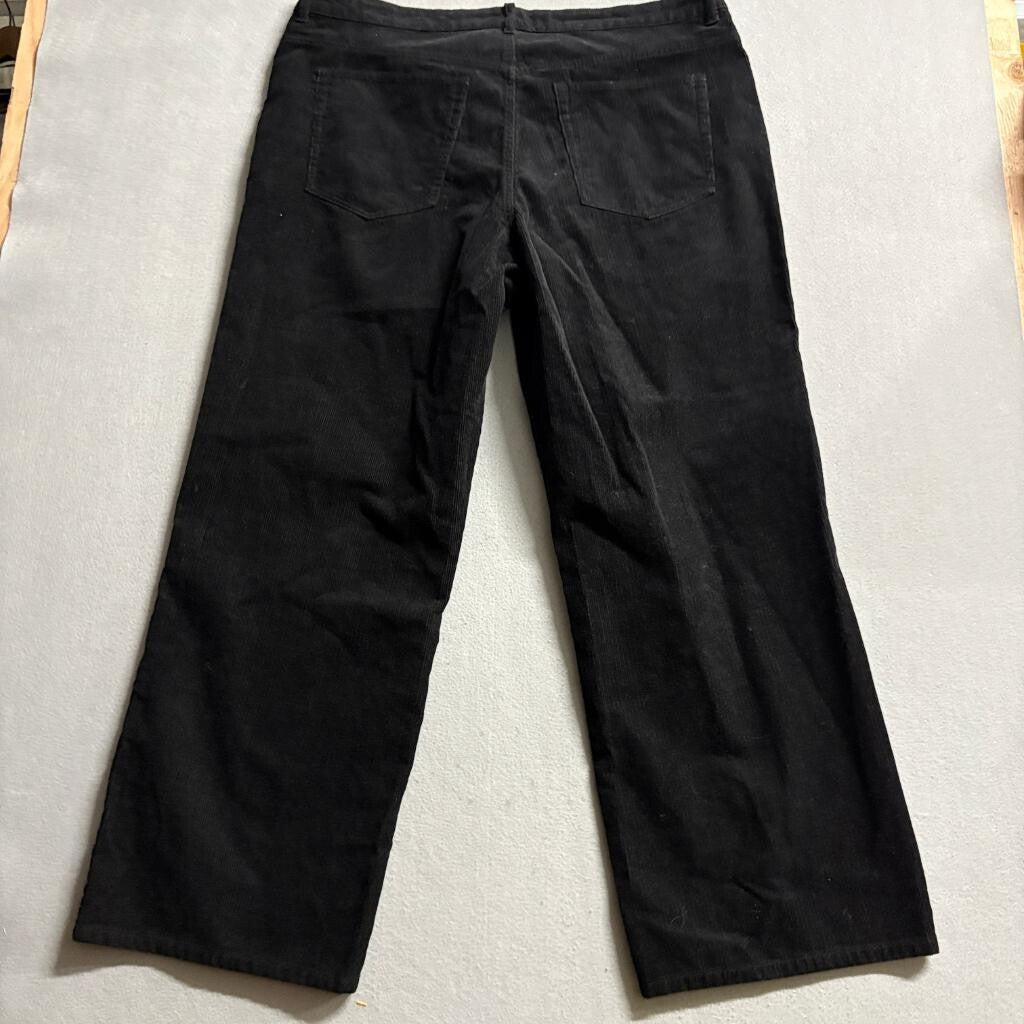 H&M Divided Corduroy Pants Womens Size 18 Black Wide Leg High Rise 100% Cotton
