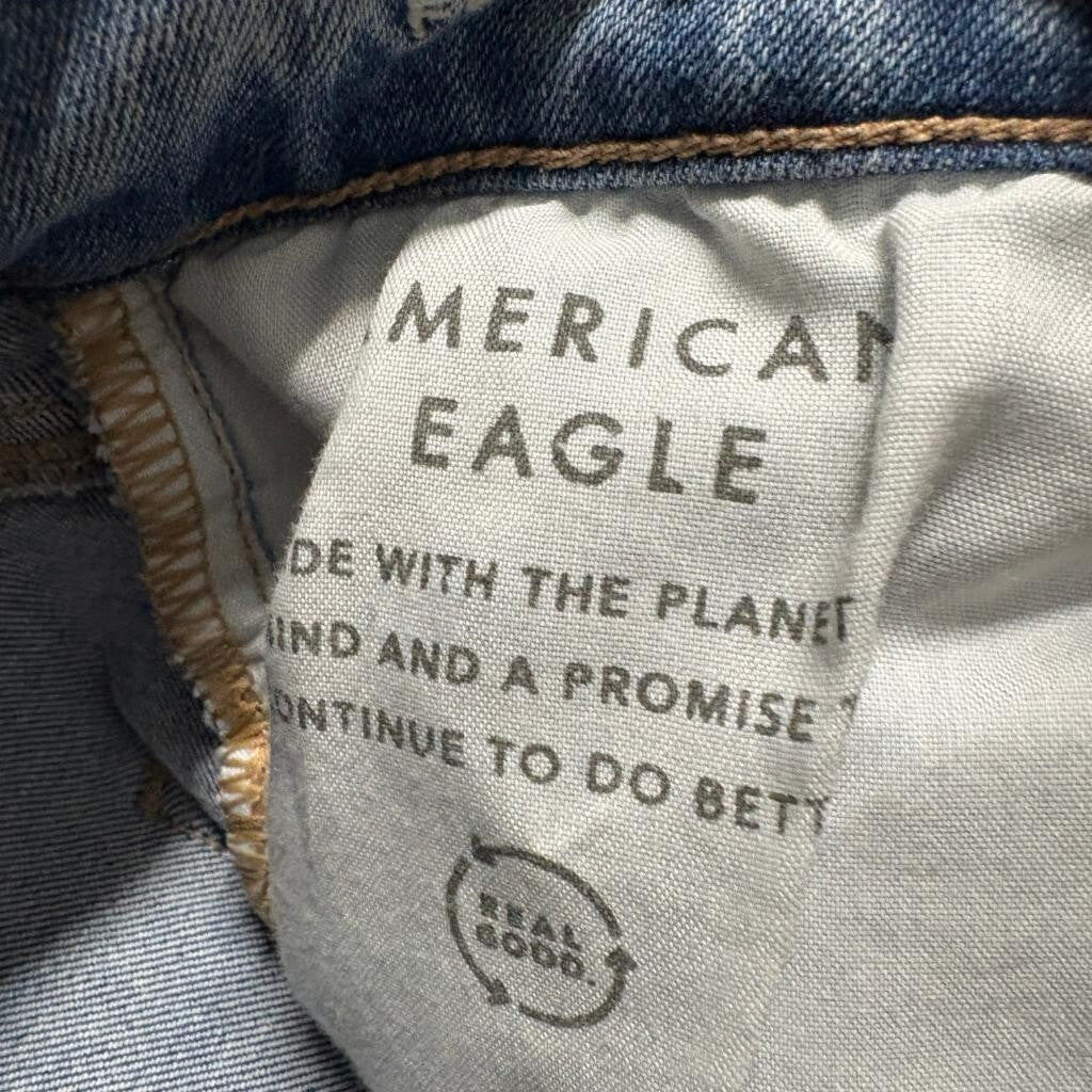 American Eagle Festival Flare Jeans Womens 8 Next Level Stretch Raw Hem Blue