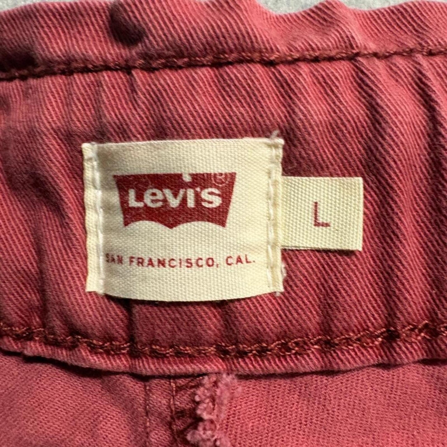 Levis Jogger Pants Womens Large Red Drawstring Elastic Waist Cotton Twill