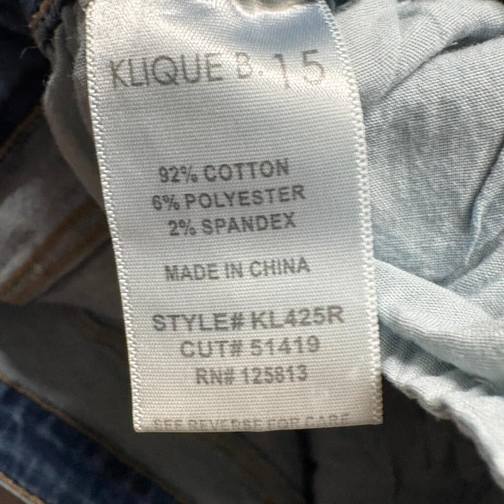 Klique B Jeans Womens 15 Blue Denim High Rise Skinny Ankle Stretch Distressed