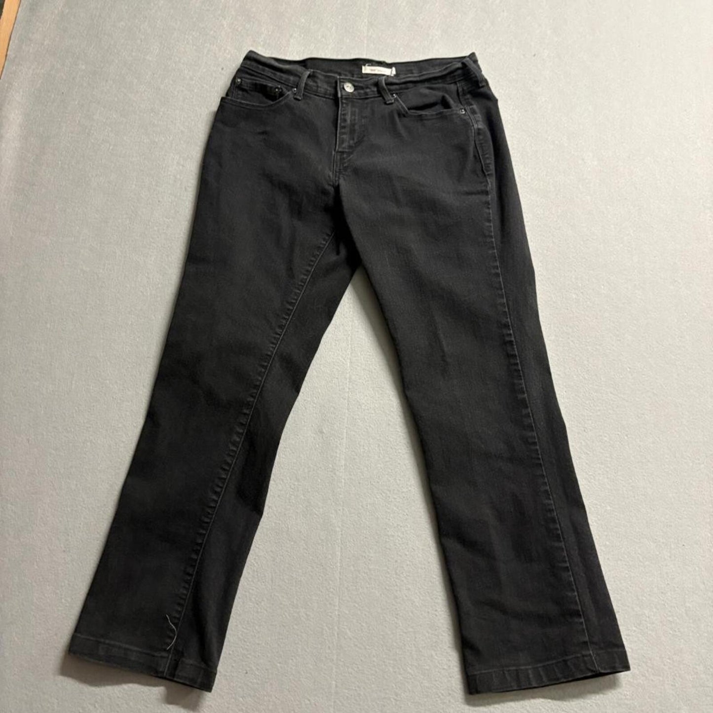Levi's 505 Straight Leg Jeans Womens Size 28 Black Denim Stretch Mid Rise 29x26