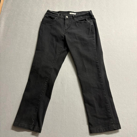 Levi's 505 Straight Leg Jeans Womens Size 28 Black Denim Stretch Mid Rise 29x26