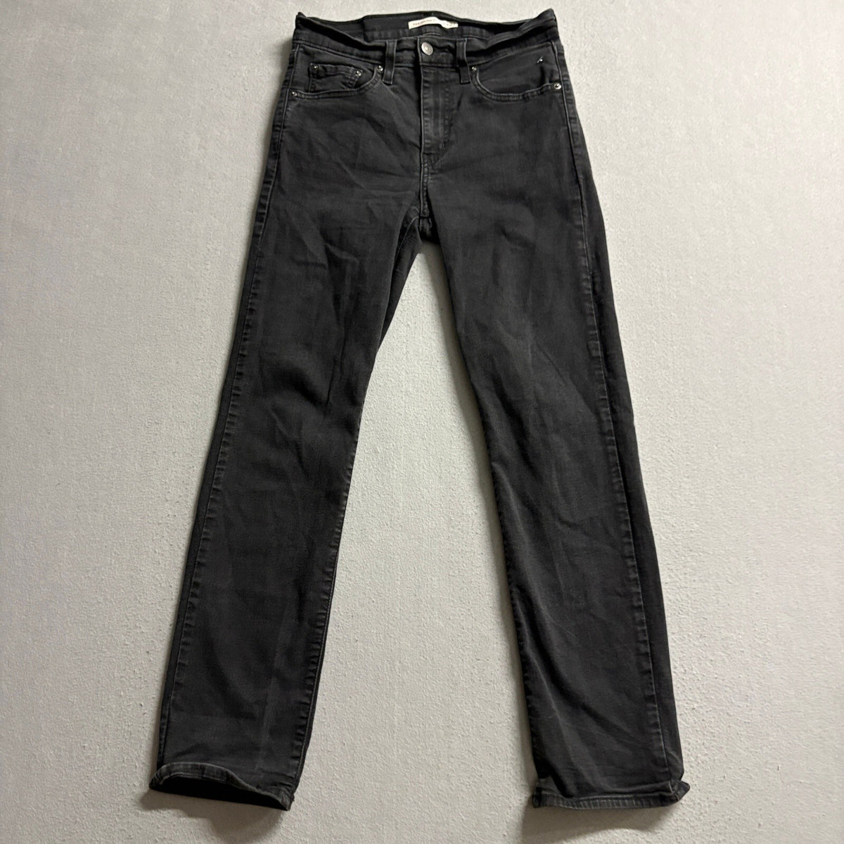 Levi's 724 High Rise Straight Jeans Womens 27 W27 L30 Black Stretch Denim Pants