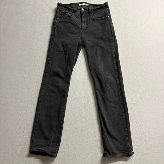 Levi's 724 High Rise Straight Jeans Womens 27 W27 L30 Black Stretch Denim Pants