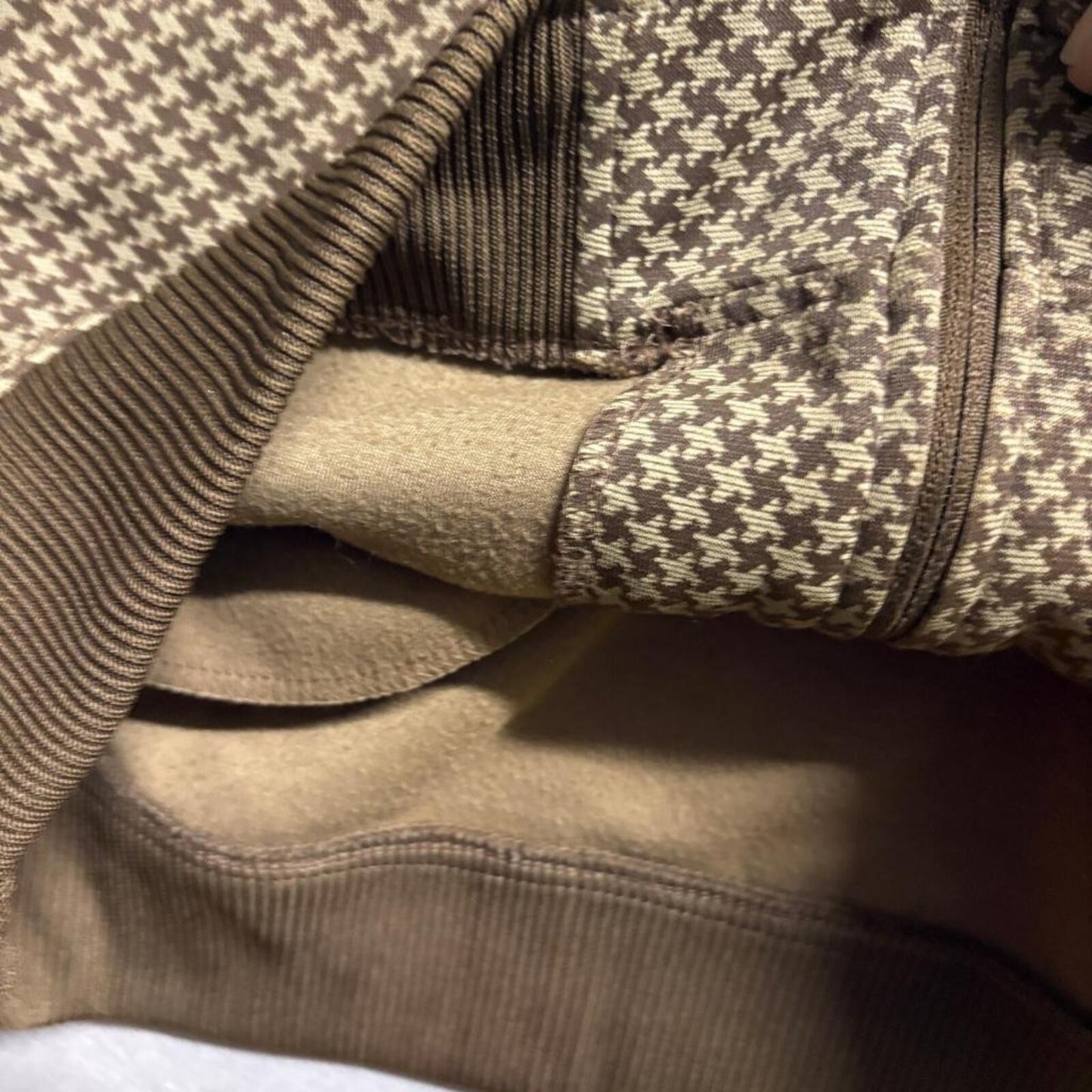 Ezekiel Track Jacket Mens XL Brown Houndstooth Full Zip Cotton Activewear