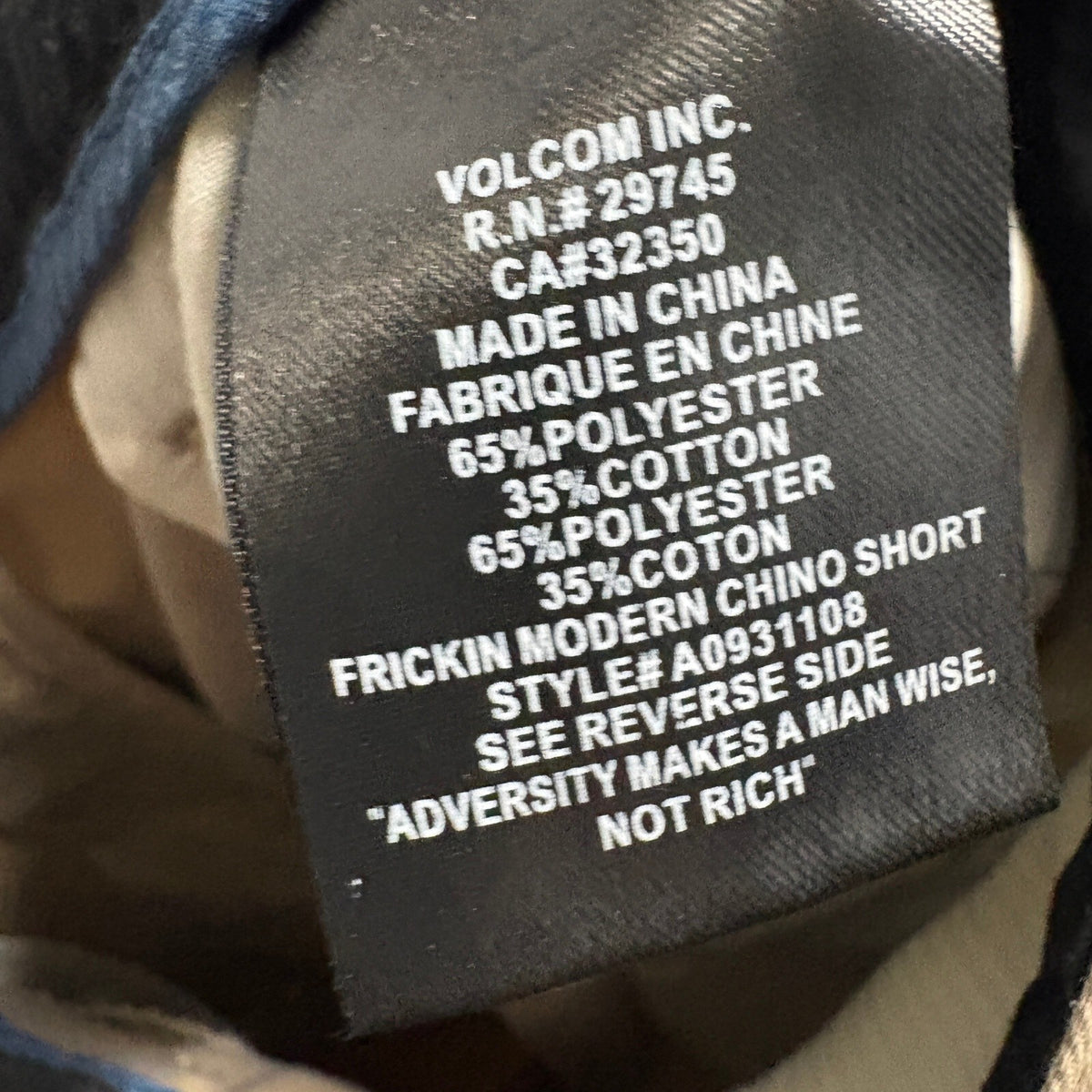 Volcom Frickin Modern Chino Shorts Mens Size 32 Tan Beige Casual Skate Walk