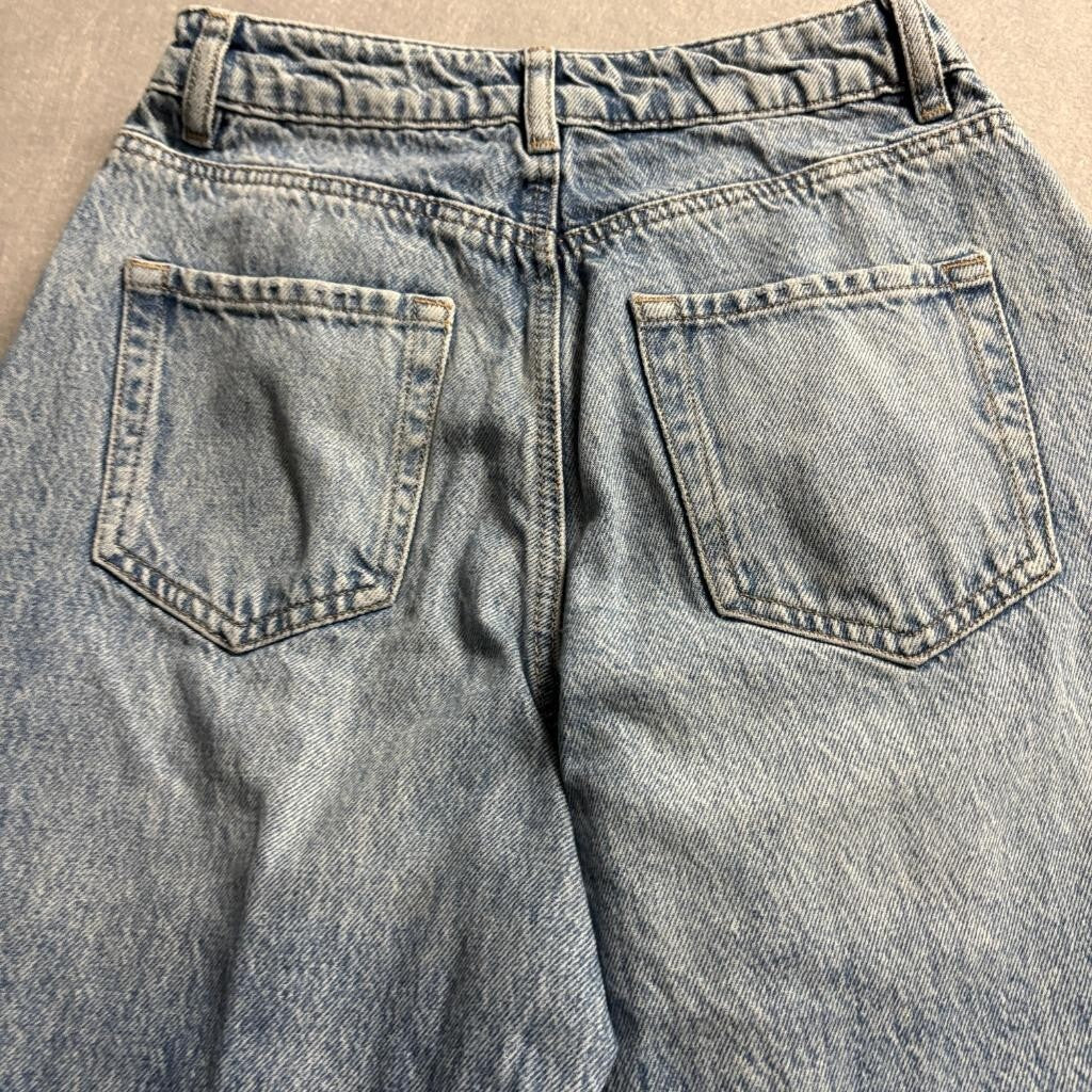Garage Denim Street Wide Leg Jeans Womens Size 0 Blue Distressed High Rise
