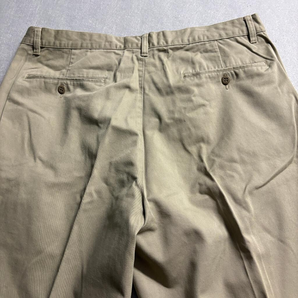 Merona Chino Pants Mens 38x32 Khaki Beige 100% Cotton Flat Front Casual Trousers