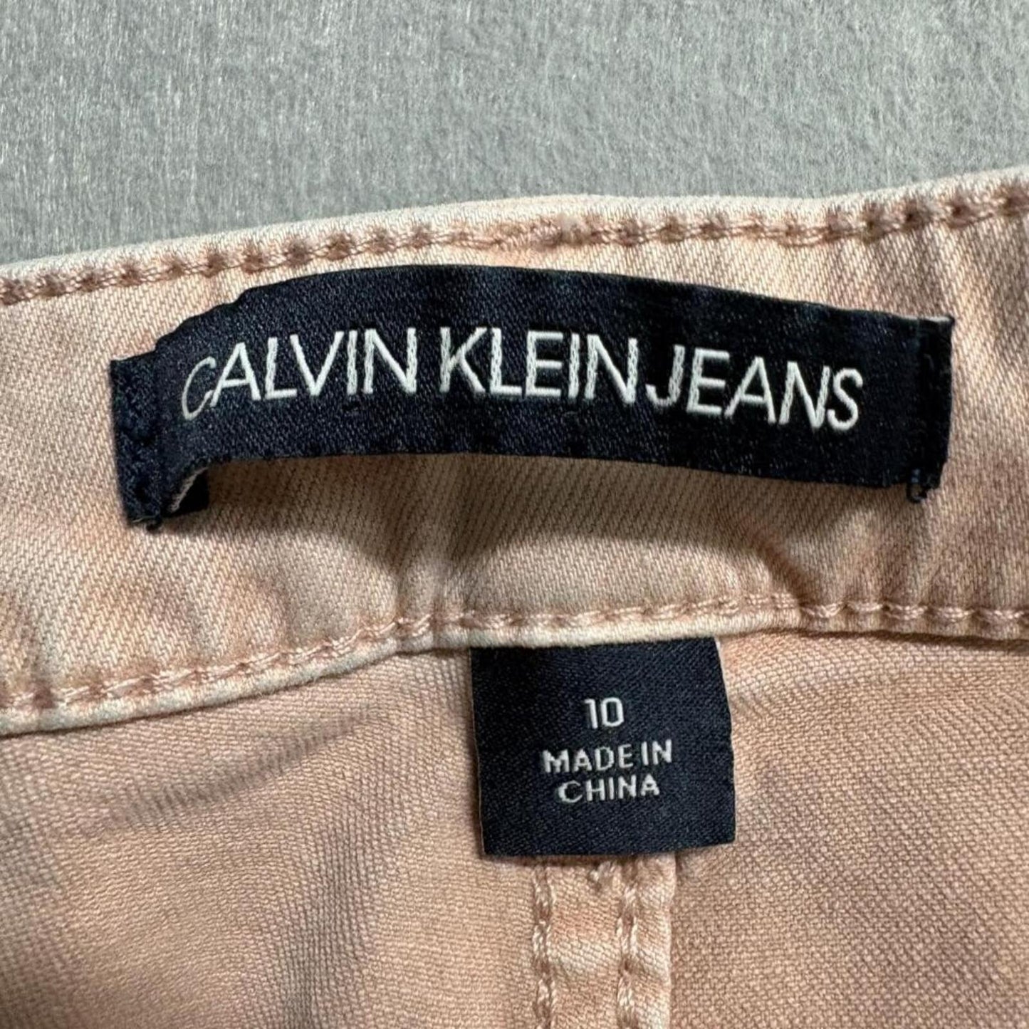 Calvin Klein Jeans Womens 10 Pink Peach Skinny Slim Denim Pants Stretch