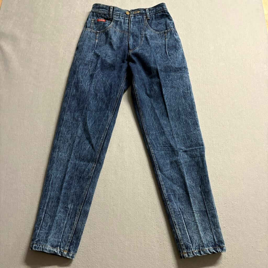Vintage Wayne Acid Wash Jeans L/30 High Rise Tapered Leg Blue Denim Taiwan