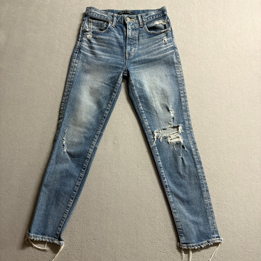 Moussy Vintage Barneys New York Jeans Womens 25 Distressed Blue Denim Japan Made