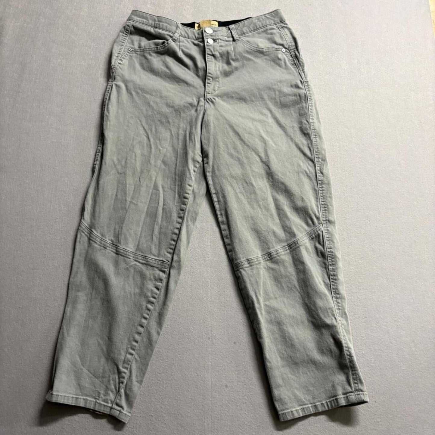 Democracy Ab Technology Pants Womens 12 Green Cotton Blend Stretch Crop Utility