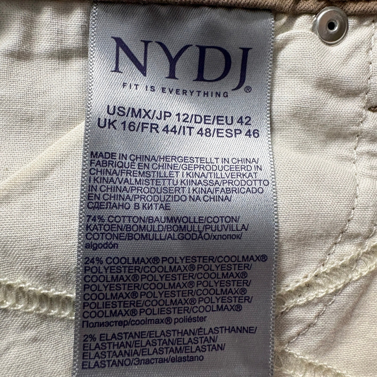 NYDJ Marilyn Capri Pants Womens 12 Brown Cool Embrace Lift Tuck Crop NWT