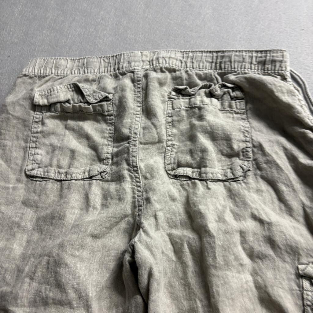 Nicole Miller New York Linen Cargo Pants Womens Large Gray Drawstring Joggers