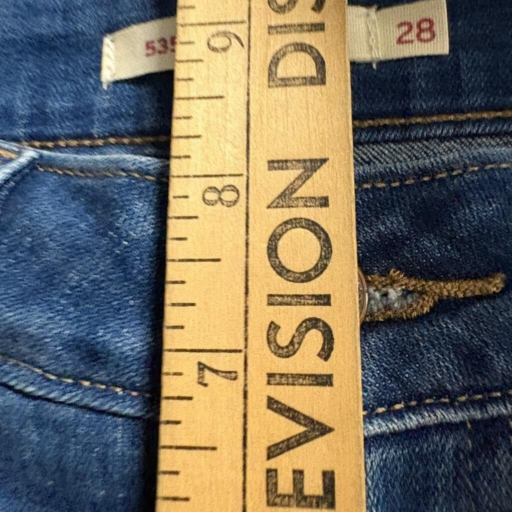 Levis 535 Super Skinny Jeans Womens 28 Distressed Ripped Knee Medium Wash Denim