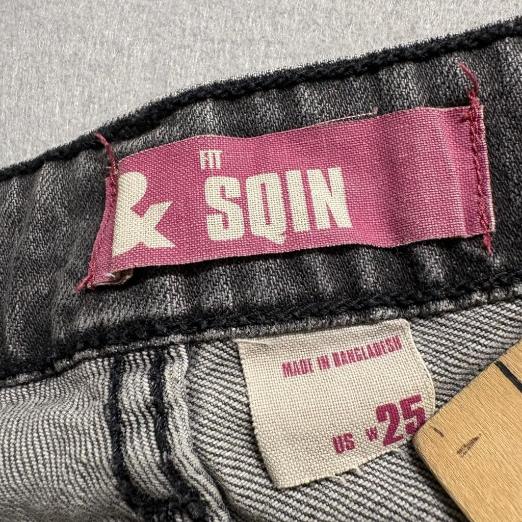 K Sqin Women Skinny Jeans Size 25 Gray Acid Wash Stretch Denim Low Rise