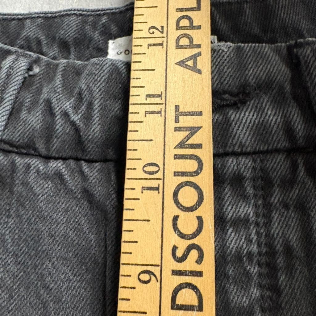 Good American Good Boy Straight Leg Jeans Womens 2/26 Black High Rise Side Slit