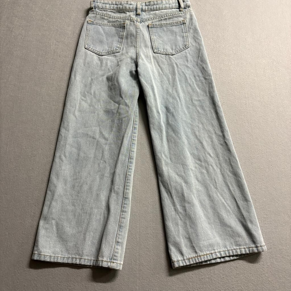 Soho Blue Denim Wide Leg Jeans Girls Size 10 Light Wash Bow Pattern Denim