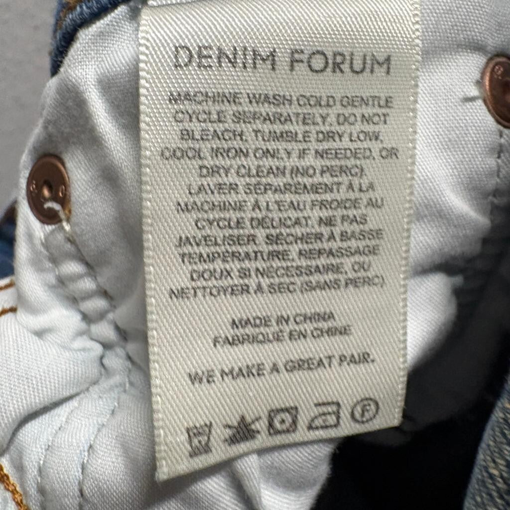 Denim Forum The Yoko High Rise Slim Jeans Womens 27 Blue Denim Button Fly
