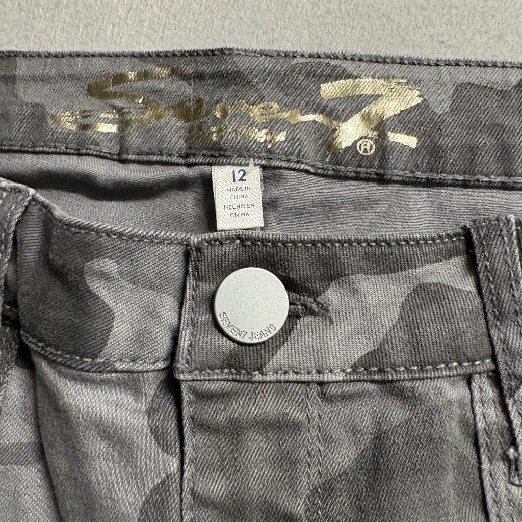 Seven7 Utility Ankle Skinny Jeans Womens 12 Camo Gray Stretch Denim Pants