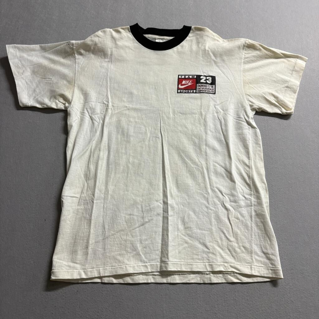 Vintage Nike Jordan Bootleg T-Shirt Mens XL White Ringer Swoosh Dream Team 23