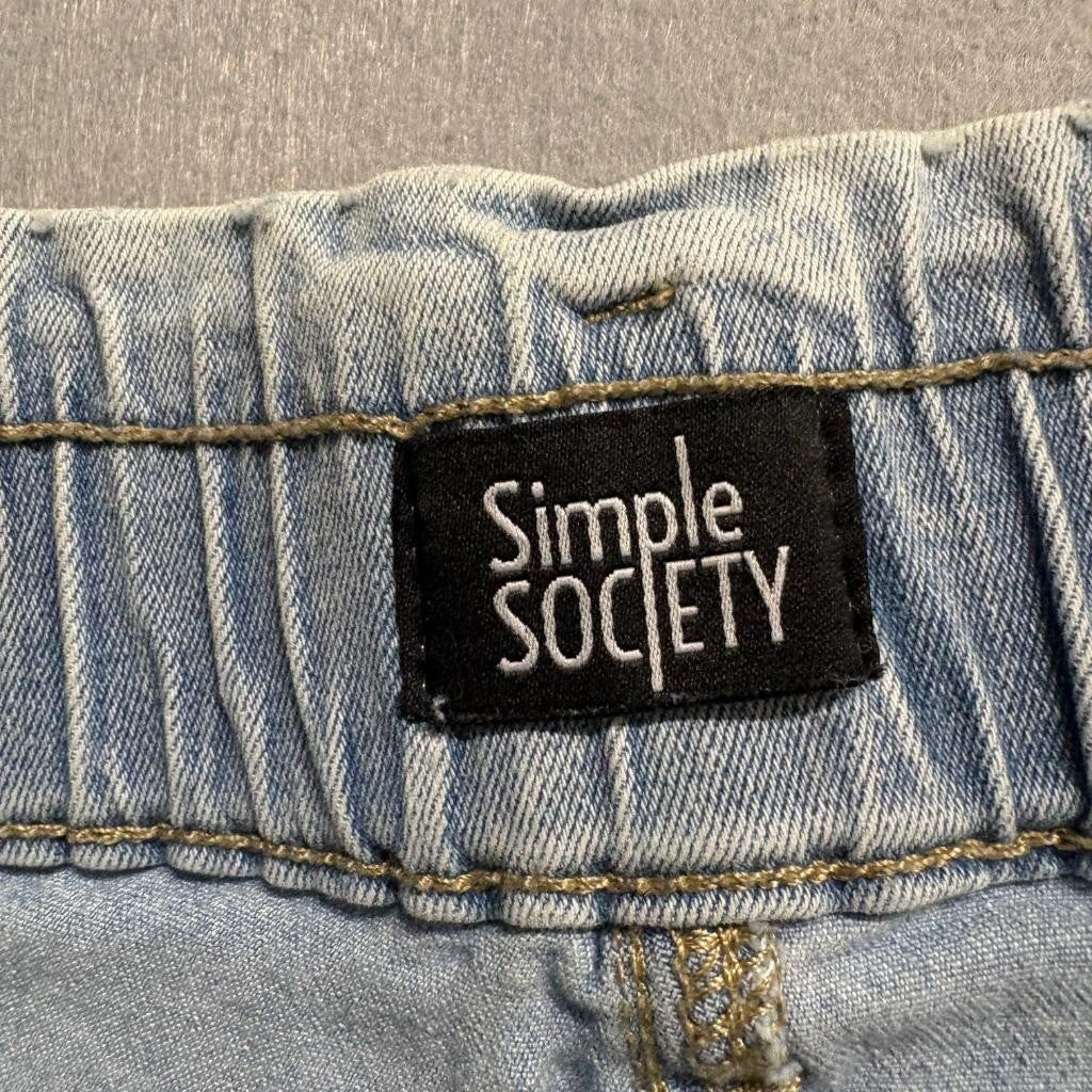 Simple Society Jogger Jeans Womens Size 7/28 Light Wash Elastic Waist Denim