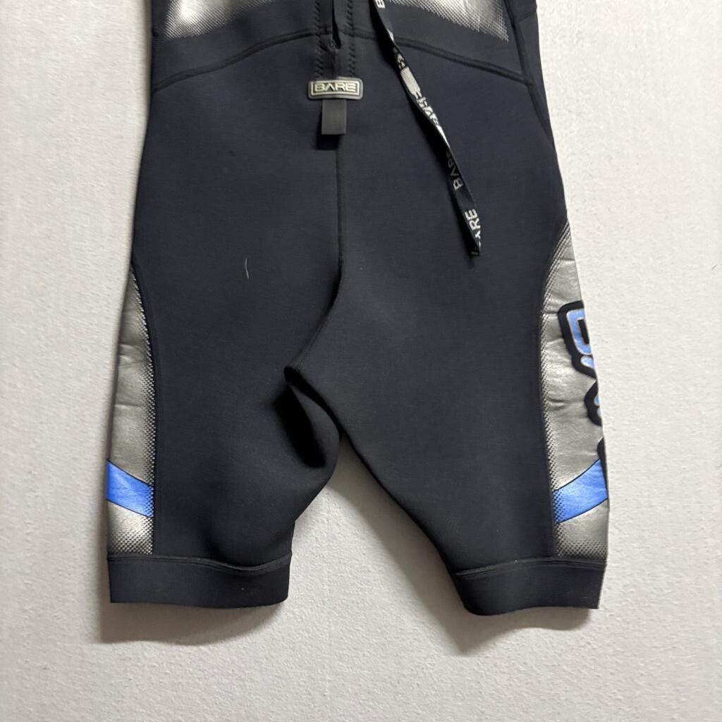 Bare Plazma 2/2mm Shorty Wetsuit Mens Medium Black Silver Blue Springsuit