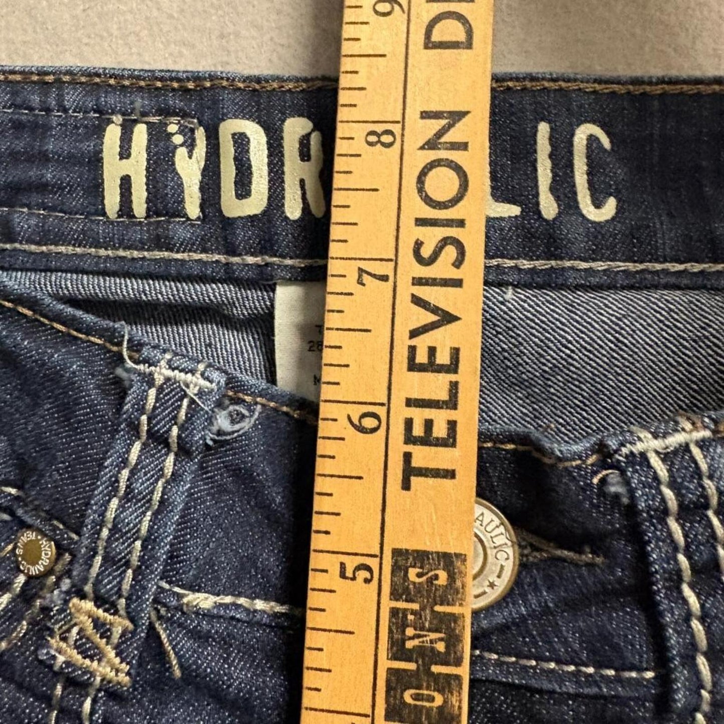 Hydraulic Jeans Womens Size 0 Blue Denim Capri Cropped Thick Stitch Y2K