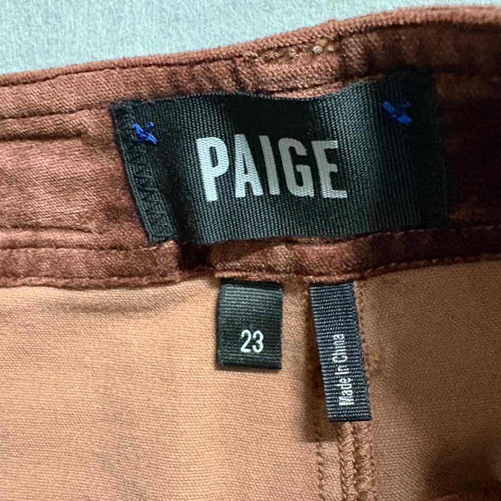 Paige Nellie Wide Leg Velvet Pants Womens Size 23 Brown Velour Stretch Cropped