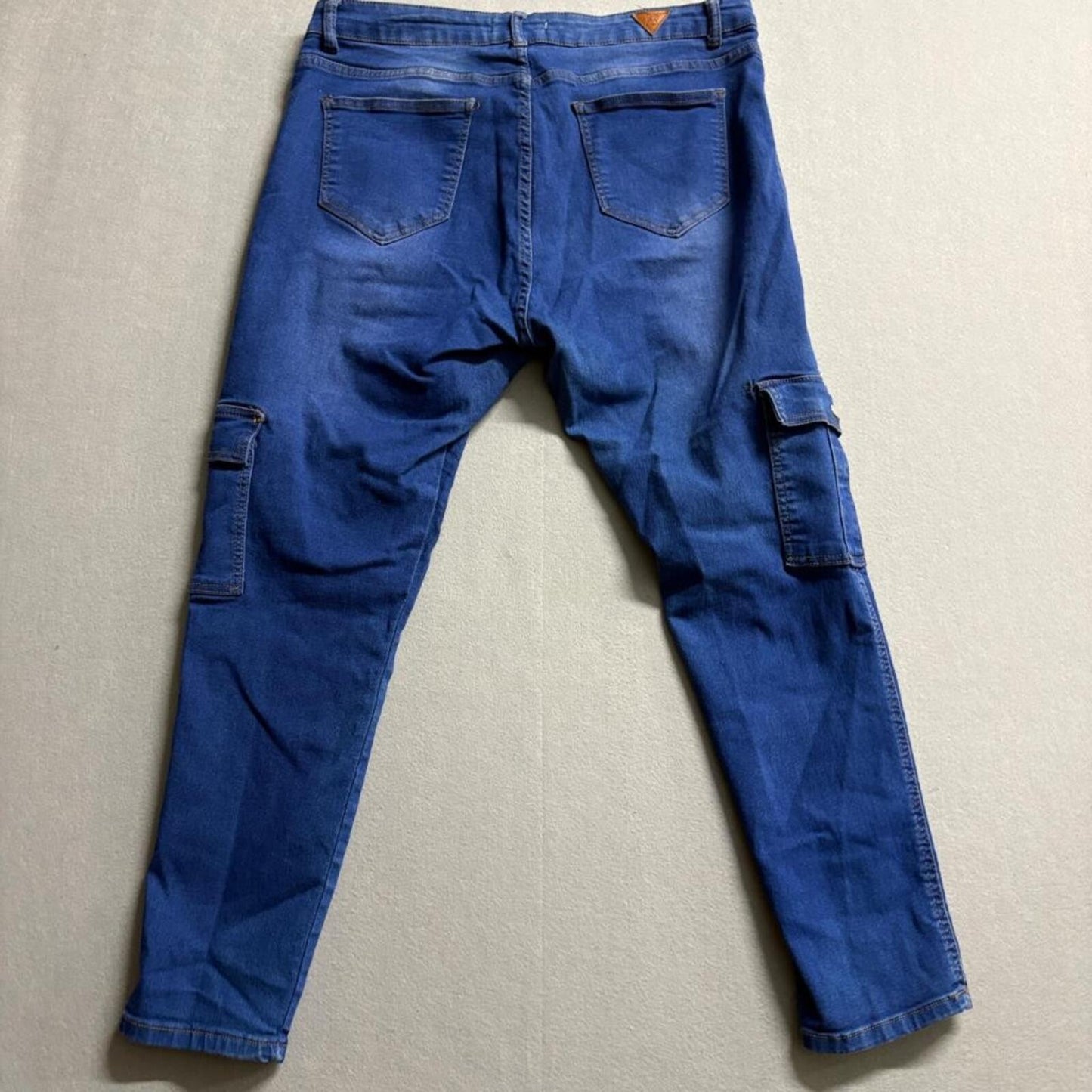 Red Bottoms Cargo Jeans Womens 18 Blue Stretch Denim Skinny Utility Pockets