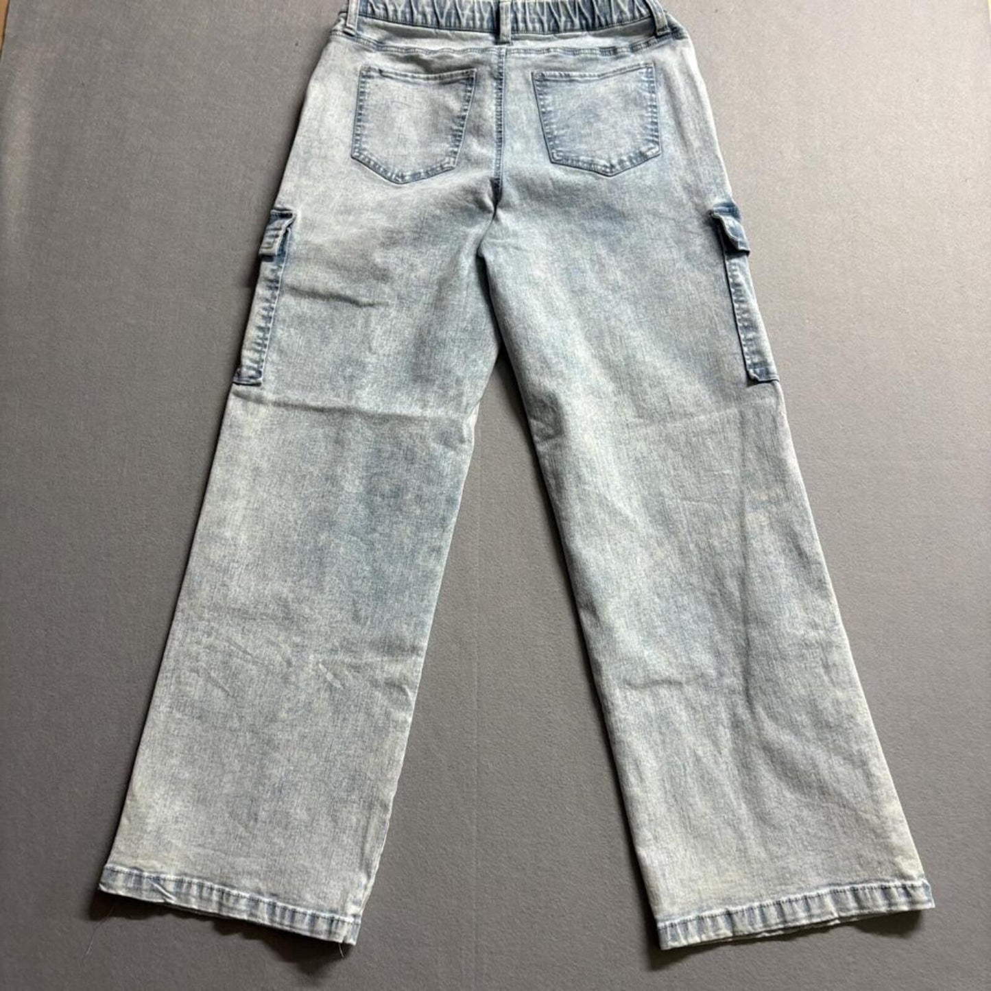Celebrity Pink Cargo Jeans Womens Size 9/29 Acid Wash Wide Leg High Rise Blue
