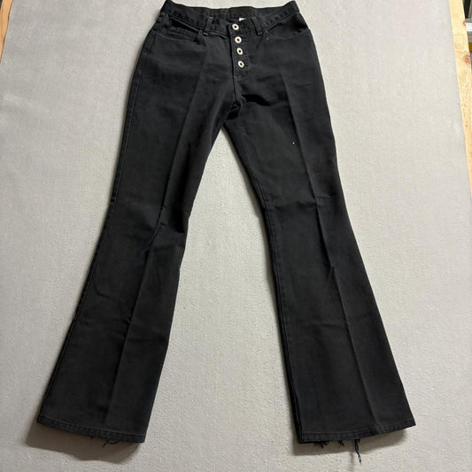 Eunina Vintage Flare Jeans Womens 7 Black High Rise Button Fly Denim Made in USA