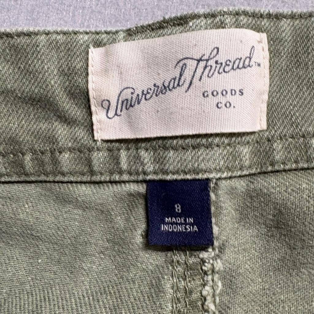 Universal Thread Wide Leg Utility Pants Womens Size 8 Green Cotton Lyocell Blend