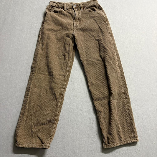 Motel Rocks Corduroy Pants Womens XXS Brown Wide Leg High Rise 100% Cotton