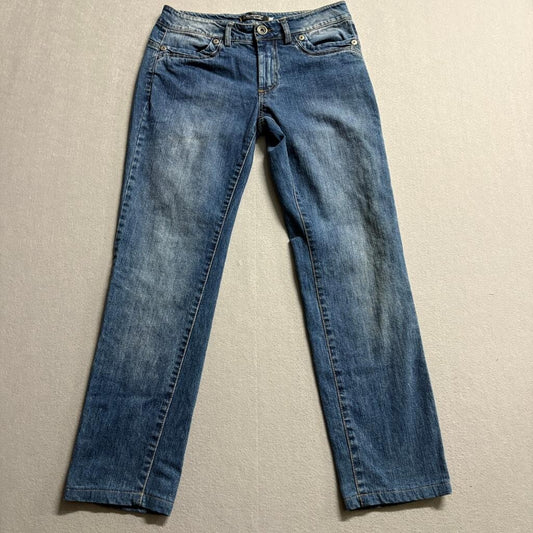Rinascimento Linea Kitana Jeans Womens 46 Blue Denim Straight Leg Rhinestone IT