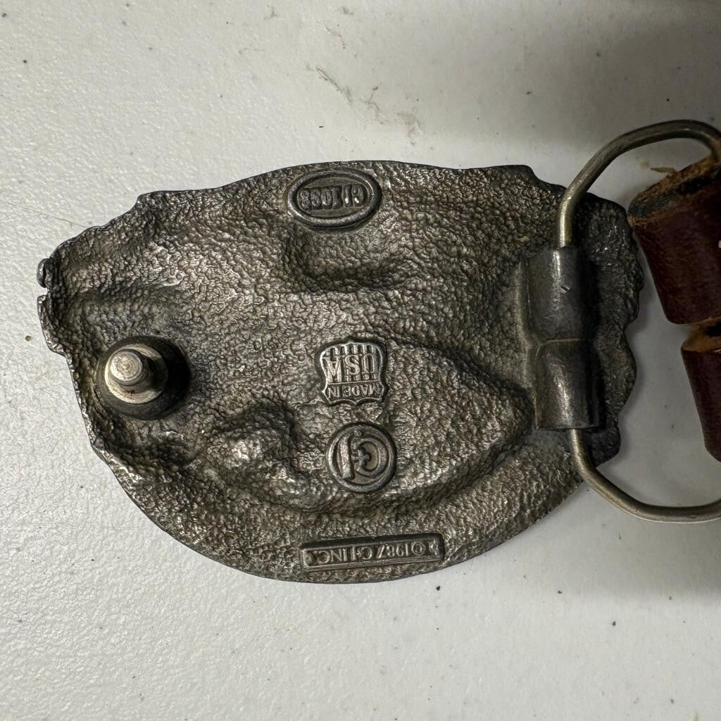 Vintage 1987 Pennsylvania Railroad Broadway Limited Belt Buckle with Leather
