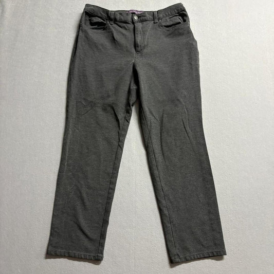 Gloria Vanderbilt Amanda Jeans Womens 16 Gray High Rise Straight Leg Stretch