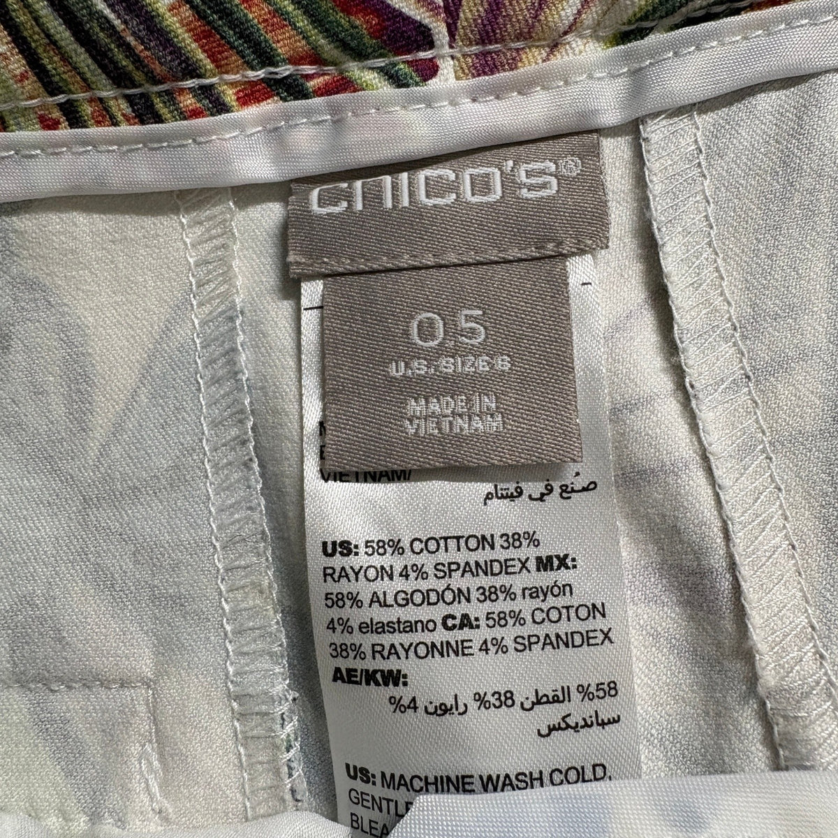 Chico's Tropical Palm Leaf Print Cropped Ankle Pants Womens Size 0.5 US
