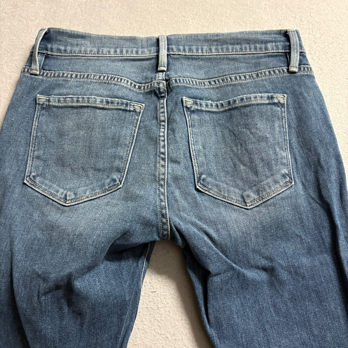 FRAME Denim Le Garcon Crop Jeans Womens Size 24 Blue Medium Wash Crater Stretch