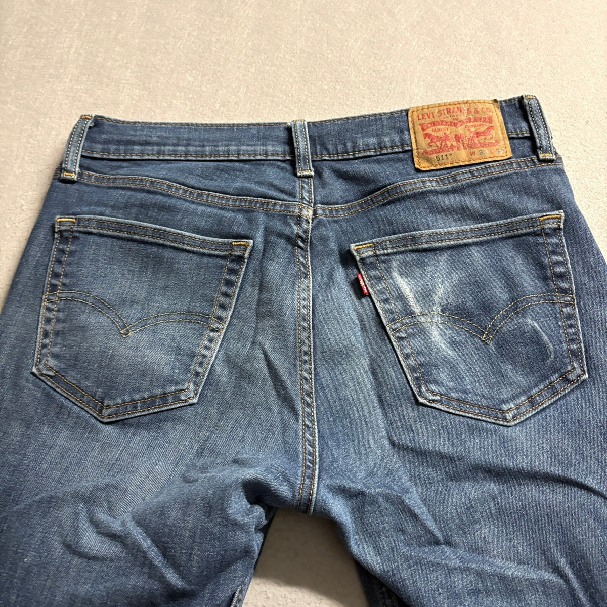 Levi's 511 Slim Fit Jeans Mens W33 L32 Blue Medium Wash Denim Stretch Pants