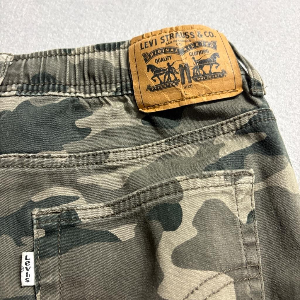 Levi's Boys Camo Jogger Pants Size L 12-13 Years Green Camouflage Stretch