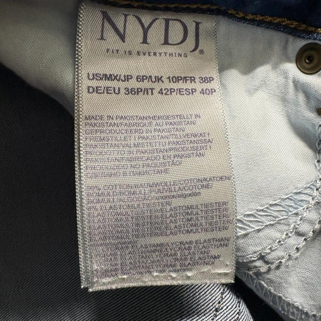 NYDJ Marilyn Straight Leg Jeans Womens 6P Blue Denim Stretch Lift Tuck Petite