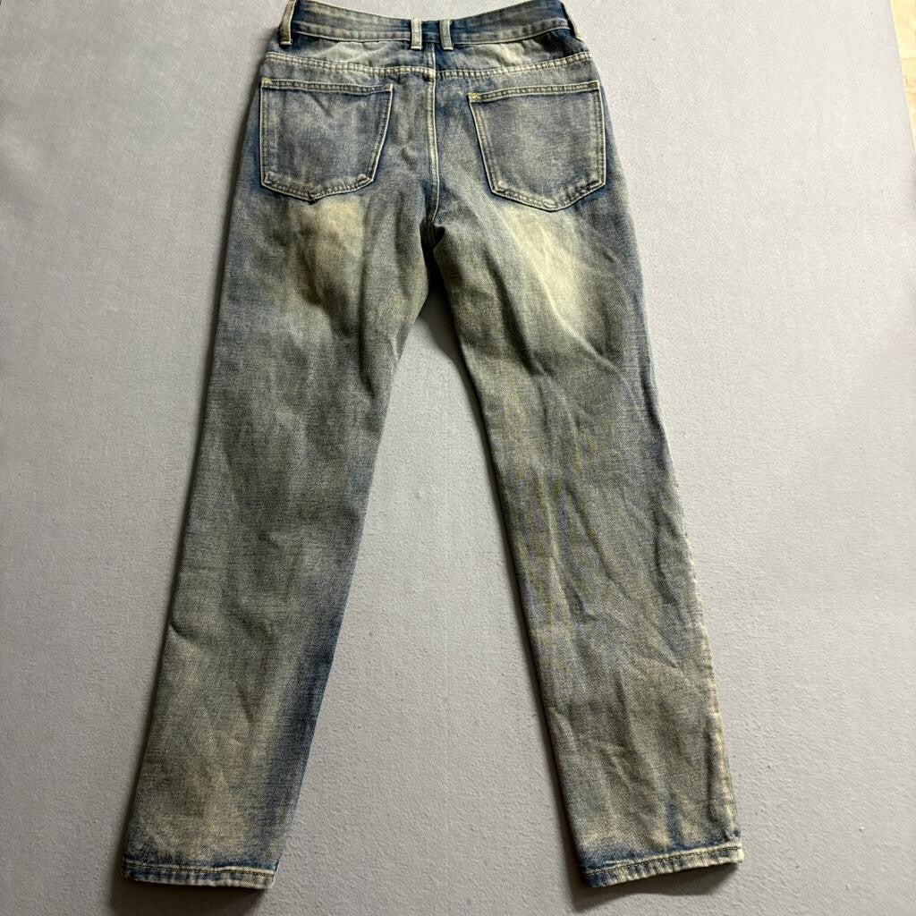 Unbranded Distressed Ripped Jeans Mens 28 Blue Acid Wash Denim Slim Tapered