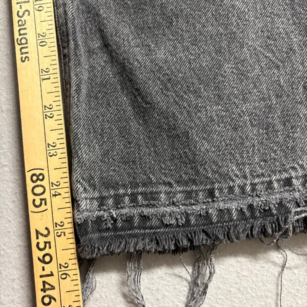 Paige Sarah Straight Ankle Jeans Womens 32 Gray Acid Wash Raw Hem Distressed